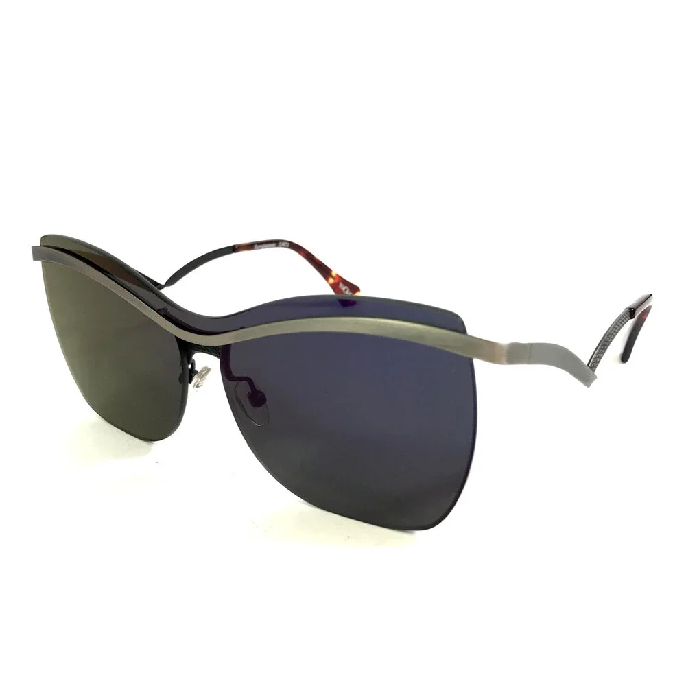 BOZ Sunglasses DIANA 7013 Brushed Silver Frames w/ Dark Purple Mask Shield Lens